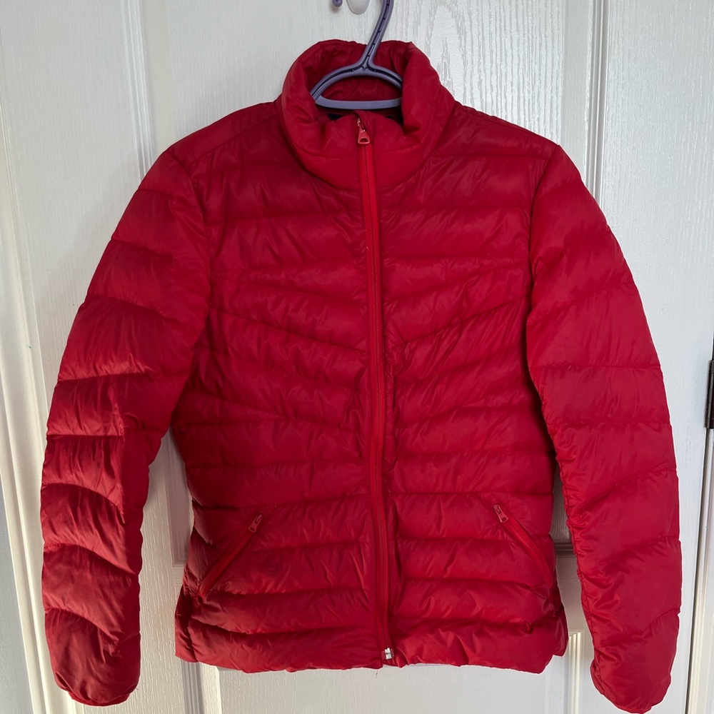 Lands End Small Down/Feather Lightweight Red Puffer Jacket